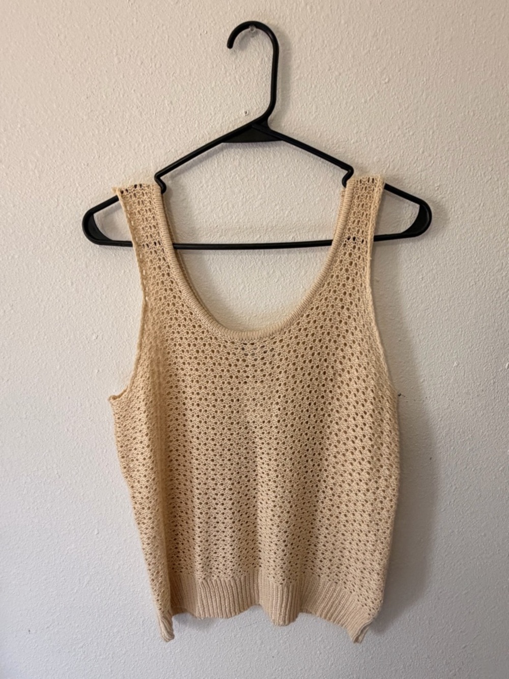 Crochet Knit Tank Top in Cream
